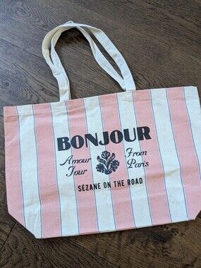 Sézane Bonjour Striped Canvas Tote